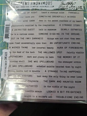 Conjunto de carimbos de borracha Tim Holtz texto minúsculo Halloween - Imagem 1 de 3