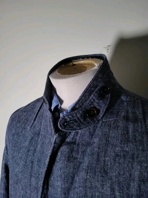 Blazer Chaqueta Abrigo Deportivo Azul Marino Blanco Hecho en Casa LINO Algodón 44 L Grande Foto 1 de 4