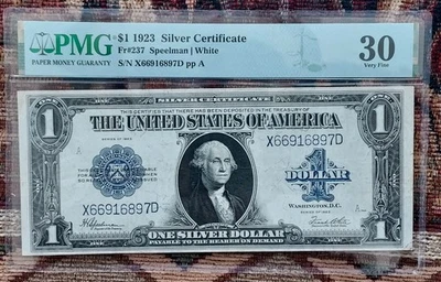 1923 Large $1 Silver Certificate PMG VF30 - Image 1 of 2