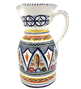 Vintage De La Cal Puente Espana 10” Spanish Art Ceramic Pottery Pitcher Vase - Picture 1 of 9