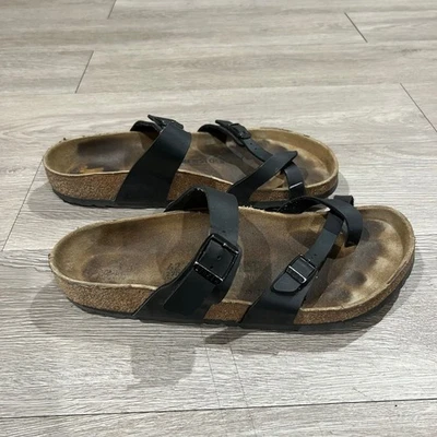 Sandalias Birkenstock Arizona cómodas de cuero negro con doble correa para hombre talla 42 Foto 1 de 4