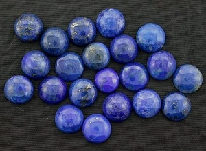 TWO 7mm Round Lapis Lazuli Cab Cabochon Gem Stone Gemstone Natural ebs3136 - Picture 1 of 1