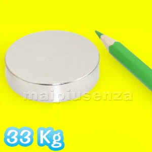 Disco 42x10 mm - 1 pezzo Magnete al neodimio calamita Forza di attrazione 33 Kg - Picture 1 of 1