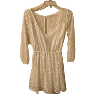 Hollister Womens Medium Lace Boho Dress Cream Fully Lined Hippie Y2K  2000s - Picture 1 of 9