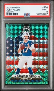 2024 Panini Mosaic Josh Allen National Pride Green Mosaic Prizm #254 PSA 9 - Imagen 1 de 2