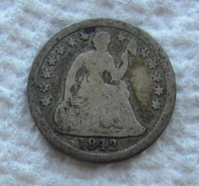 1842-O Seated Liberty Silver Half Dime Rare Key Date Full Date Full Rims VG - Image 1 of 4