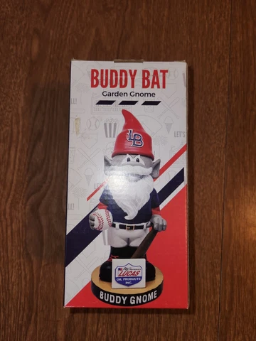 Louisville Bats Buddy Bat Garden Gnome Bobblehead New In Box NIB Cincinnati Reds Cover
