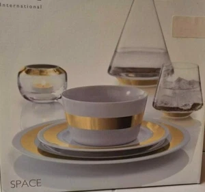 LSA International Space Foil Plate Setting Set White & Gold - Picture 1 of 3