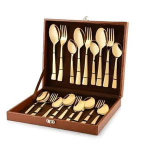 Stainless Steel Cutlery Set 24 Pieces Flatware Set Kitchen Item For Dining Table - Picture 1 of 7