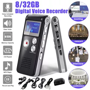 Digital Voice Recorder Dictaphone Audio MP3 Sound Recorder Mini Spy Lecture Mic - Picture 1 of 11