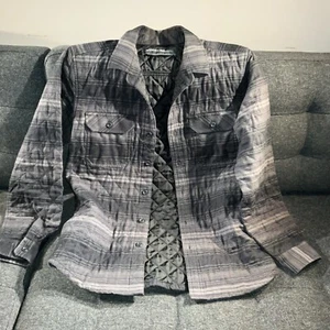 Eddie Bauer Uomo Flanella GRIGIO Camicia Giacca Camicia Jac Trapuntata Isolata * S Small - Foto 1 di 15