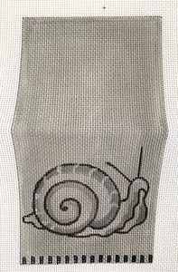Hand Painted Needlepoint GARDEN SNAIL Eyeglass Case Front 18 Count Canvas - Picture 1 of 2