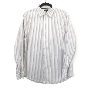 Dress Shirt Striped Size Large White Apt 9 Cotton - Picture 1 of 3