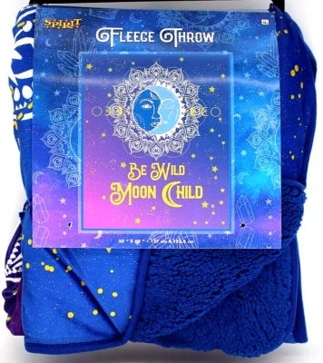 Be Wild Moon Child Fleece Throw Blanket Glitter Celestial Sun Stars Magic 50x60 - Image 1 of 4