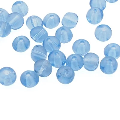 Lot (50) Czech vintage transparent blue round glass beads 4mm - Image 1 of 3