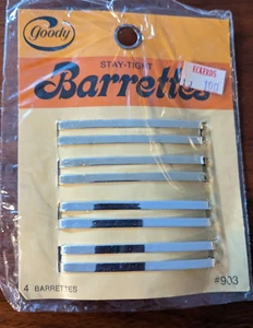 Vintage 1975 Goody Stay Tight Barrettes Gold & Silver 4 Pack - Picture 1 of 2
