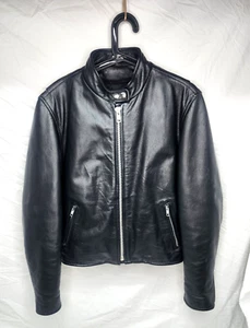 Unik Motorcycle Jacket Women Medium Black Leather Full Zip Riding Biker - Picture 1 of 19