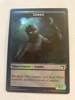 Zombie (005)(015) Double-sided Token - Innistrad: Midnight Hunt (MID) MTG FOIL 5 - Image 1 of 2