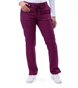 ADAR PRO P4100 WOMENS WORK SCRUBS SIZE XXS SLIM FIT 6 POCKET PANTS WINE RED - Picture 1 of 18