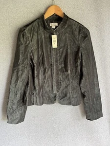 Loft Ann Taylor Jacket 8 Gray Metallic Velvet Blazer Striped Whimsy Goth NWT - Picture 1 of 10