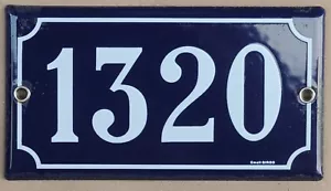 Large old blue French house number 1320 door gate plate plaque enamel metal sign - Picture 1 of 1