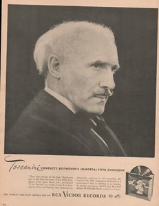 1946 RCA VICTOR RECORDS anuncio impreso vintage Toscanini dirige Beethoven - Imagen 1 de 1
