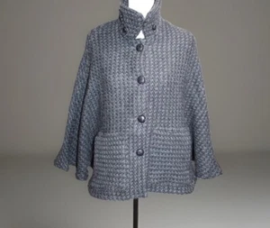 John Branigan Weavers Cape Wool Alpaca Chinky Knit Gray Sweater Jacket S/M - Picture 1 of 9