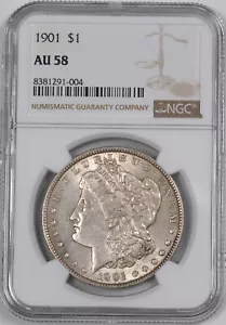 1901-P Morgan Silver Key Date / S$1 / NGC AU58 - Picture 1 of 2