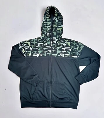 Верхняя игровая площадка пистолет толстовка мужчин большой черный толстовка с капюшоном улицы износ куртка молнии - Изображение 1 из 4