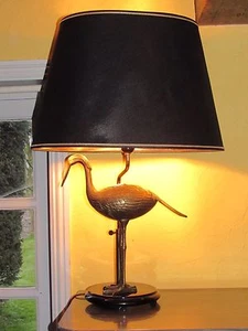 03D25 ANCIENNE LAMPE DE TABLE VINTAGE 1970 HÉRON EN LAITON STYLE JANSEN REGENCY - Bild 1 von 12