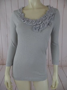 J Crew Top S grau Baumwolle Stretch Strick dünner Pullover 3/4 Ärmel Florette frech - Bild 1 von 12