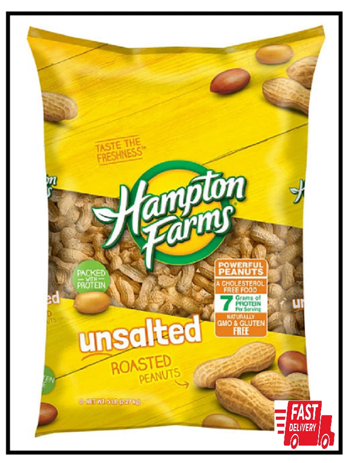 5 PACK - Hampton Farms Unsalted In-Shell Peanuts (5 lbs.) Total 25 lbs - Image 1 of 1