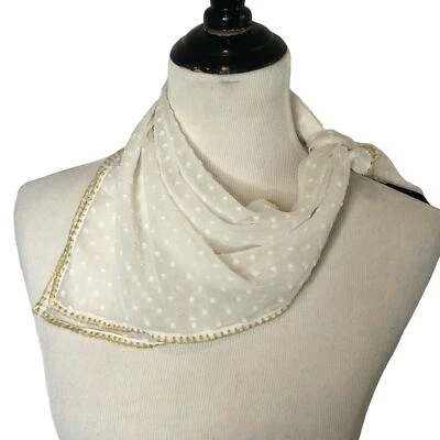 Bufanda bandana a lunares blanca INC International Concepts, costuras tostadas, ¡NUEVA CON ETIQUETAS!! Foto 1 de 3