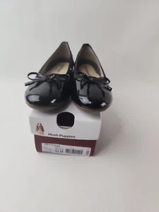 Hush Puppies Girls Josie Flats Black Patend Synthetic Size-3M - Picture 1 of 21