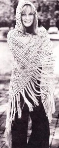 RETRO SHAWL WITH HOOD - 8ply or DK - COPY Ladies crochet pattern - Picture 1 of 2