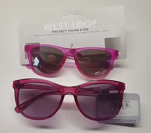 TWO Pair of West Loop Sunglasses in Pink Purple 100% UVA UVB Non Scratch Lenses - Picture 1 of 6