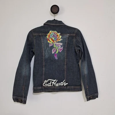 Chaqueta Vaquera ED HARDY Bordada “Love” Rosa y Calavera Niñas XL Foto 1 de 4