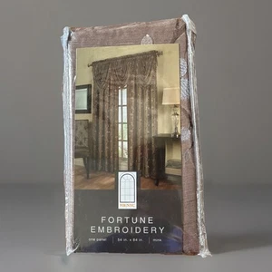 918 NYC Fortune 1 Panel Drape Curtain 54” X 84” Mink Semi Sheer Embroidered New - Picture 1 of 4