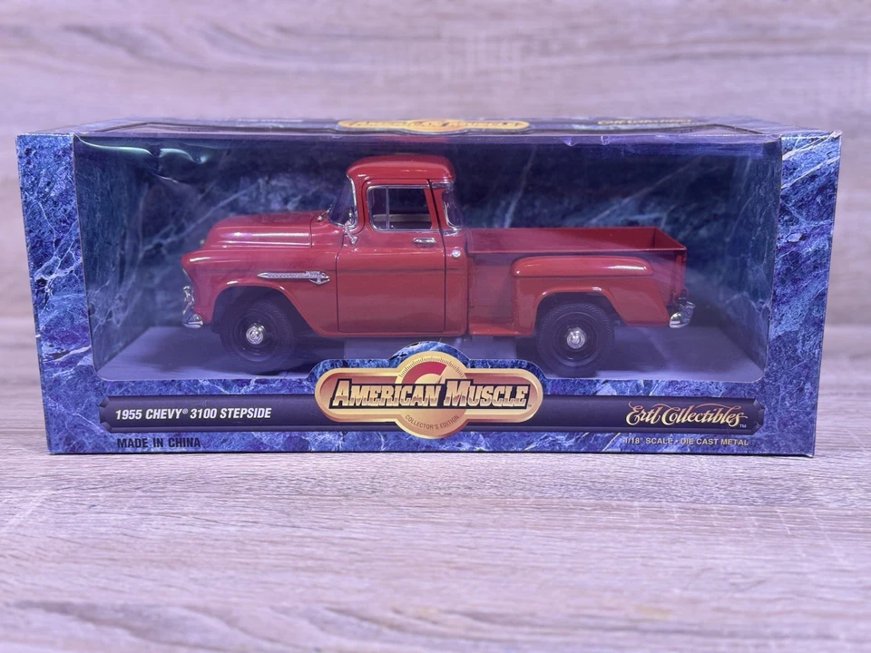 Ertl American Muscle Die Cast 1955 Chevy 3100 Stepside Pickup Truck IOB 1 18