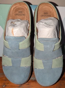 Neu im Karton Earth Origins Ellery Pantoletten weiche bequeme Slipper Schuhe stahlblau Wildleder 7,5 M - Bild 1 von 12