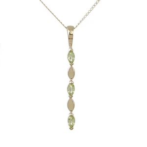 9ct Gold Peridot Necklace Green Marquise Natural Gemstones UK Design Boxed Gift - Picture 1 of 12