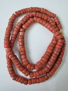 77 gr Antique Vintage Ukrainian Coral Beads Natural Undyed Coral Necklace - Picture 1 of 23