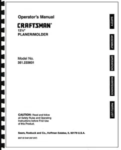 Craftsman 12 1/2" Planer Operators Manual No 351.233831 - Picture 1 of 1