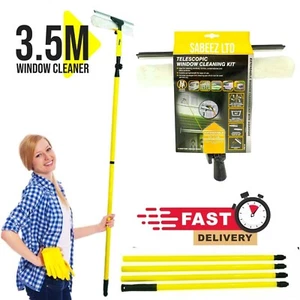 Long Window Cleaning Washing Kit Equipment with Pole & Squeegees Cleaner - Picture 1 of 5
