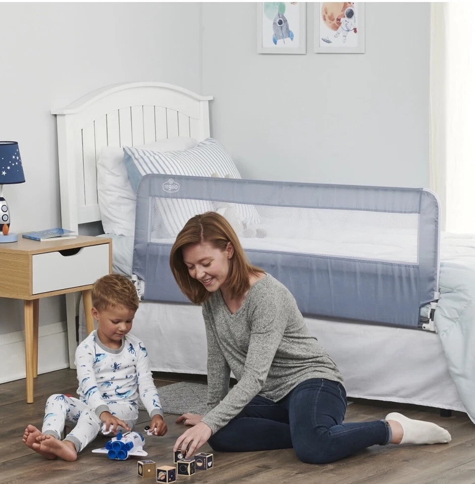 Regalo Hide Away Bed Rail Extra Long Gray Fits Up To A Queen Bed 54” ”