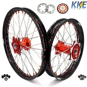 KKE 21/19 Cast Wheels Rims Set for KTM SX EXC EXC-F 125-530 2003-2024 Red - Picture 1 of 11