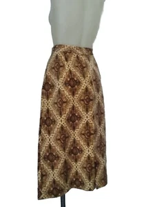 70,S AYWON Patterned Velvet Midi Skirt In Brown/ Cream.Waist70cm,Hip 95 Cm.Looks - Picture 1 of 8