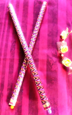 Garba Sticks Wooden Dandiya Pair Multicolor For Navratri Handicraft Ethnic Gift