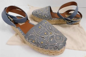 Sandali alla caviglia Valentino Garavani denim con borchie espadrillas zeppa tacco Italia 37 - Foto 1 di 7