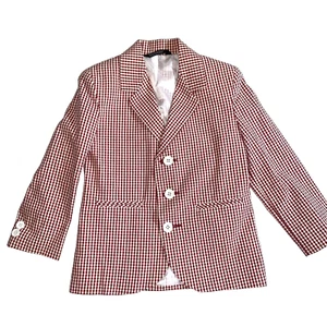 Boys Red & White Gingham Seersucker Blazer Jacket Savane Sz 5 Reg - Picture 1 of 9